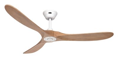 ECO GENUINO Ø152cm Matt White/Medium Oak Solid Wood ceiling fan with remote control