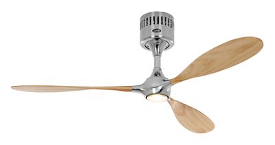 HELICO PADDEL Ø132cm Brushed Chrome/Beech Solid Wood ceiling fan with remote control