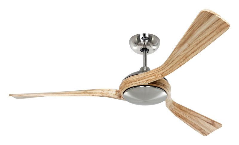 ECO INTERIOR Ø140cm Brushed Chrome/Natural Solid Wood ceiling fan with remote control