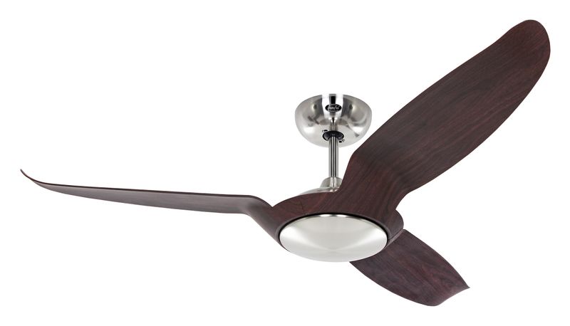 ECO TALOS Ø135 Brushed Chrome, 2 or 3 Blade mounting Walnut ceiling fan with remote control