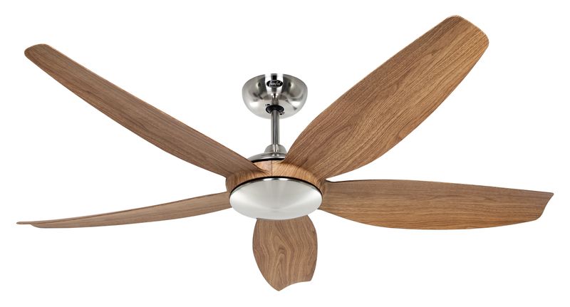 ECO VOLARE II Ø142 Brushed Chrome/Natural Oak ceiling fan with remote control