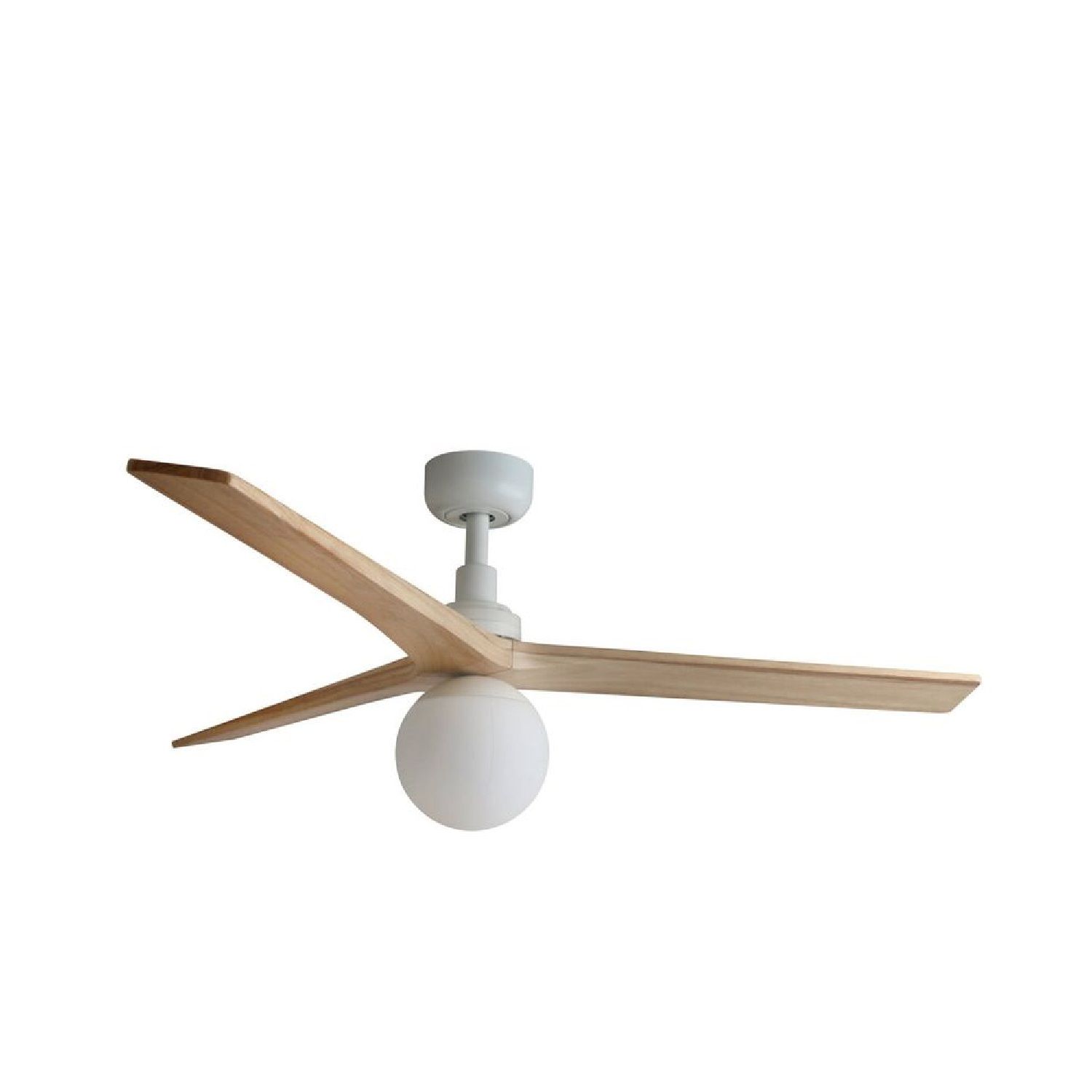 KLIM M Ø125cm Matt White/Oak Solid Wood ceiling fan with light integrated and remote control