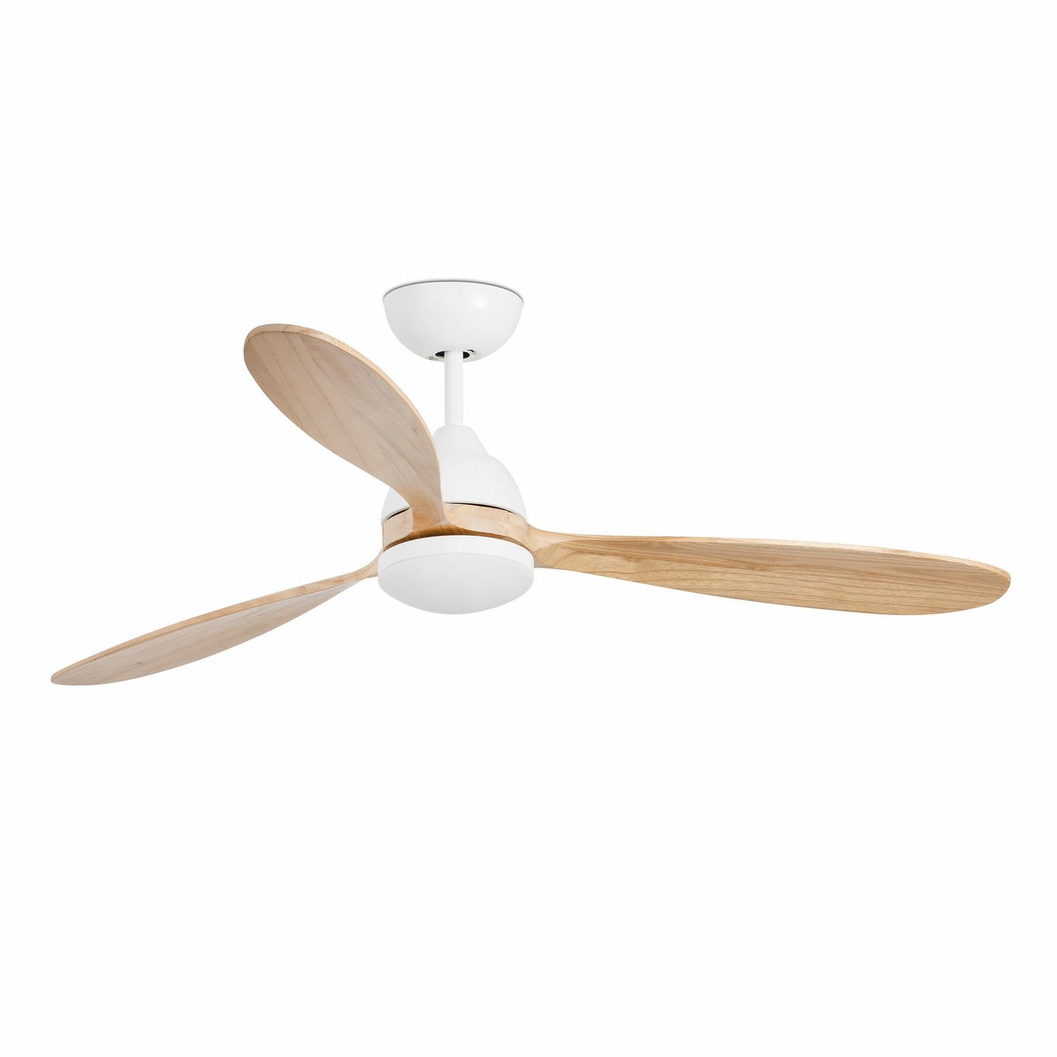 POROS L Ø132cm Matt White/Pine Solid Wood ceiling fan with light integrated and remote control