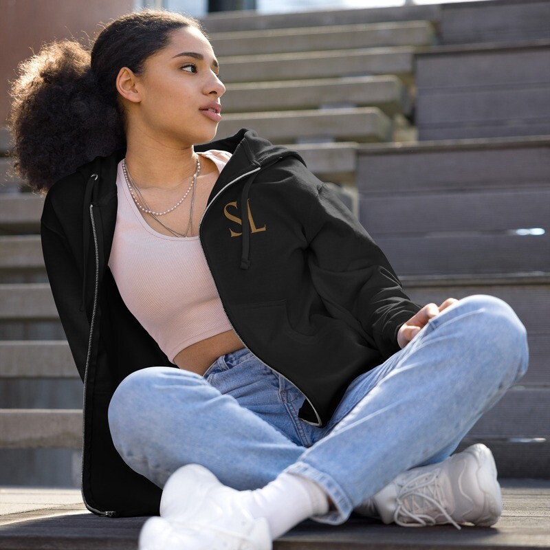 SL - Unisex Gold Zip Up Embroidered