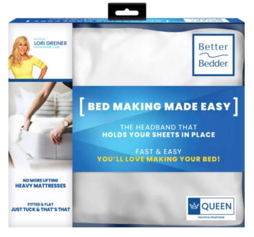 Better Bedder Bed Headband, Fabric Shell of Cotton, Polyester,  and Spandex, Bed Making Made Easy, Transforms Any Flat Sheet into A Fitted  Sheet, Fits All Mattress Heights- Queen 60” X 80” 