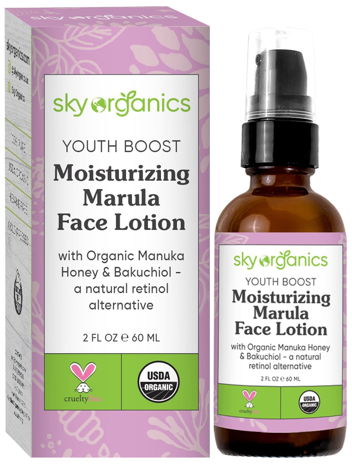 Sky Organics Youth Boost Moisturizing Marula Face Lotion for All Skin Types, 2 fl oz