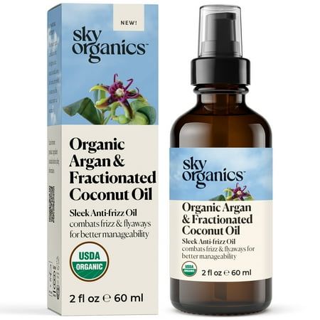 Sky Organics Organic Argan and Fractionated Coconut Oil Combat Hair Frizz  2oz