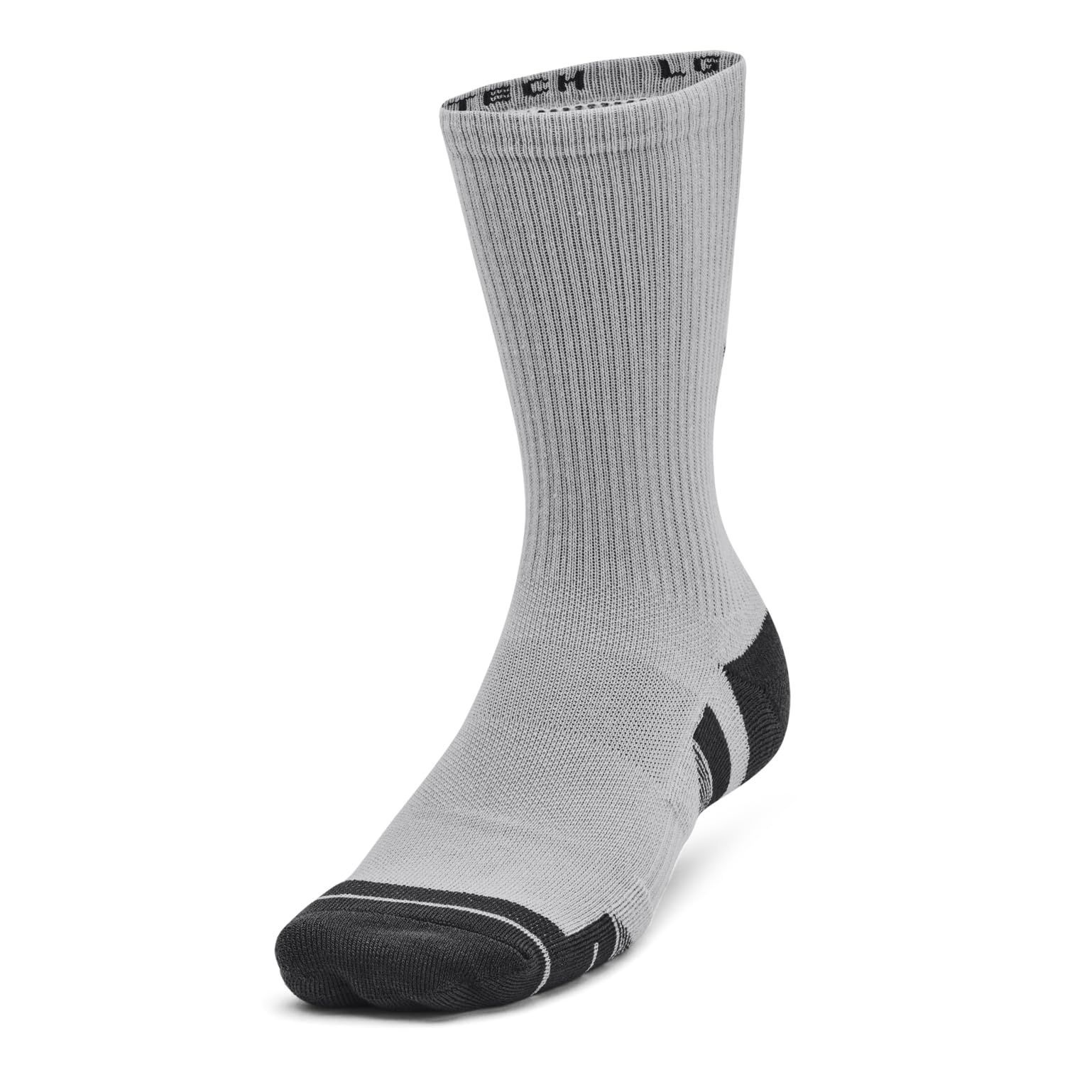 Under Armour 1379512-11-XL Unisex UA Performance Tech 3-Pack Crew Socks Mod Gray XL