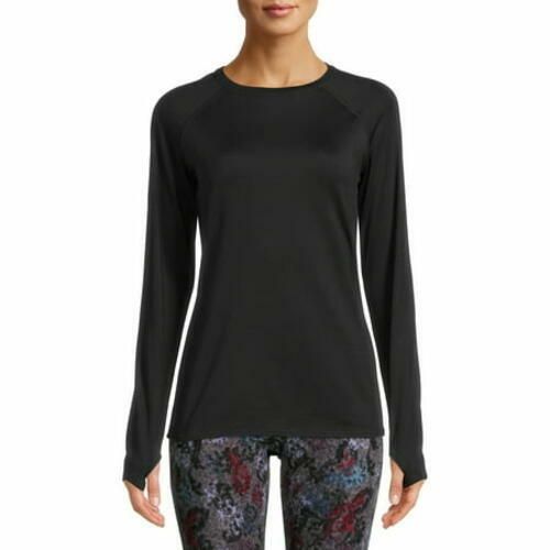 ClimateRight by Cuddl Duds Women Plush Warmth Base Layer Top XS Black Crew