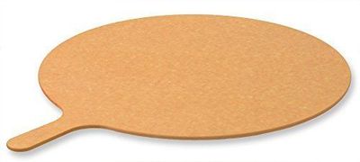 LloydPans Wood Fiber Laminate 18 inch Round Pizza Serving/Cutting Board with Handle.