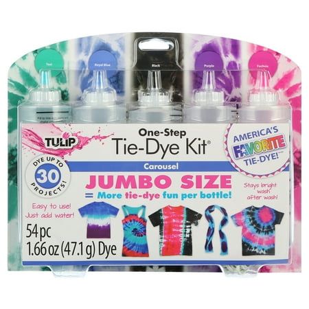 Tulip One-Step Tie-Dye Kit, Carousel Jumbo Size, Makes up to 30 Projects, Easy Group Activity &amp; Kids Crafts, Non Toxic &amp; Premium Quality, Bright Dye Colors