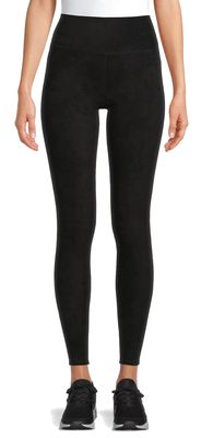 Women&#39;s Stretch Fleece Bottom Thermal Leggings with Pocket M Black