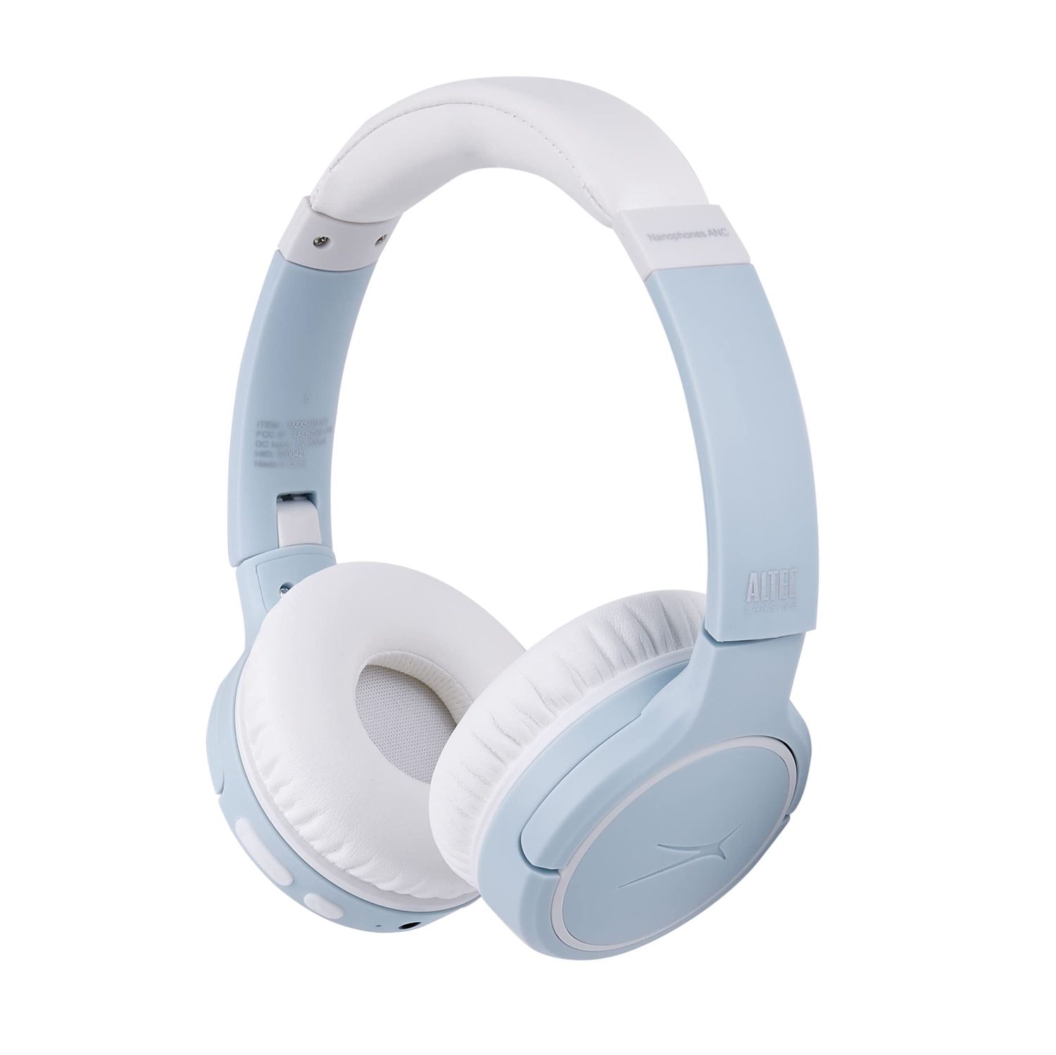 Altec Lansing Nanophones ANC Bluetooth Wireless Active Noise Cancelling Headphones On Ear Headphones 12 Hour Battery Life, Foldable Earcups, Removeable Mic for Working and Learning from Home (Icy)