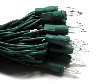 GE 100 Count Outdoor Constant On Clear Miniature String Lights on Green Wire I/O