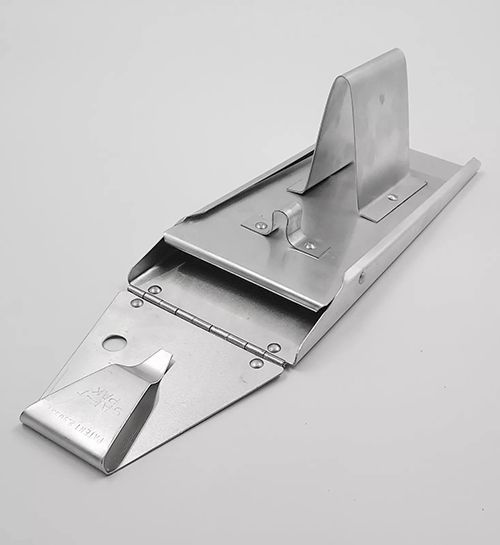 SAF-T-PAK KS-41g 7&quot;&quot; SAF-T-PAK Knife Scabbard, Single Row Knife Pouch, Aluminum, with Integrated Meat Hook w/Guard and Belt Hanger, Silver