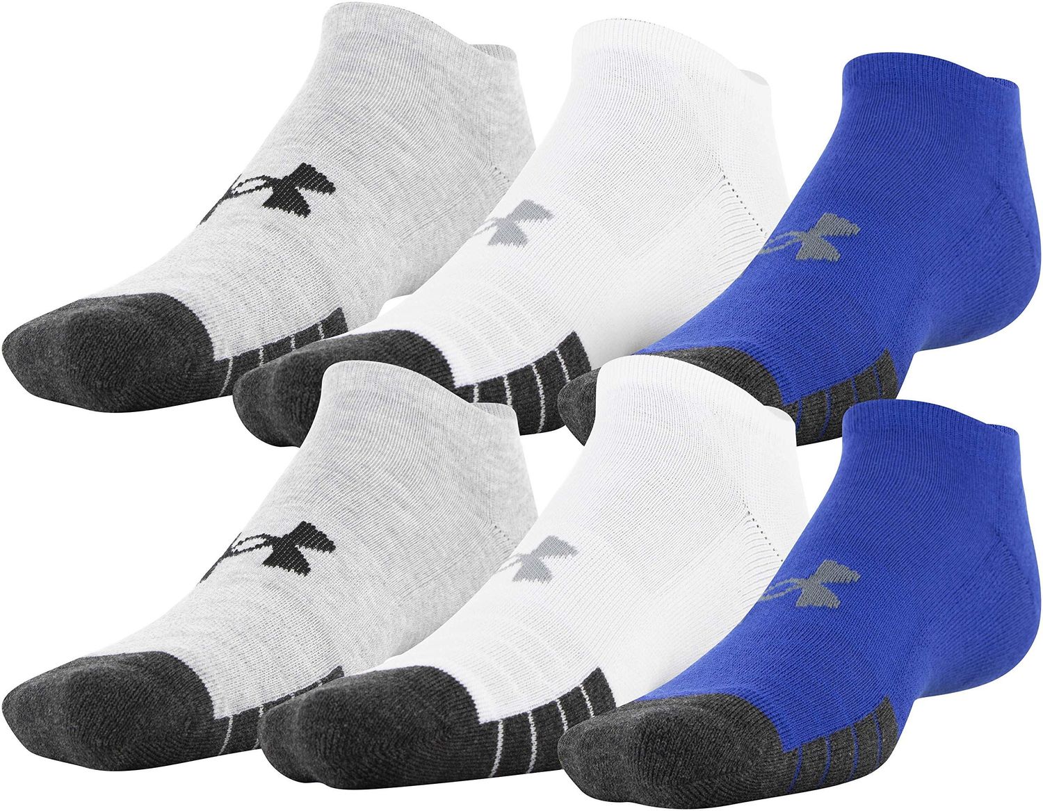 Under Armour Adult Performance Tech No Show Socks, Multipairs, Royal Assorted (6-Pairs), Medium