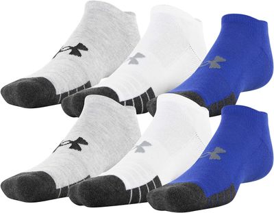 Under Armour Adult Performance Tech No Show Socks, Multipairs, Royal Assorted (6-Pairs), Medium