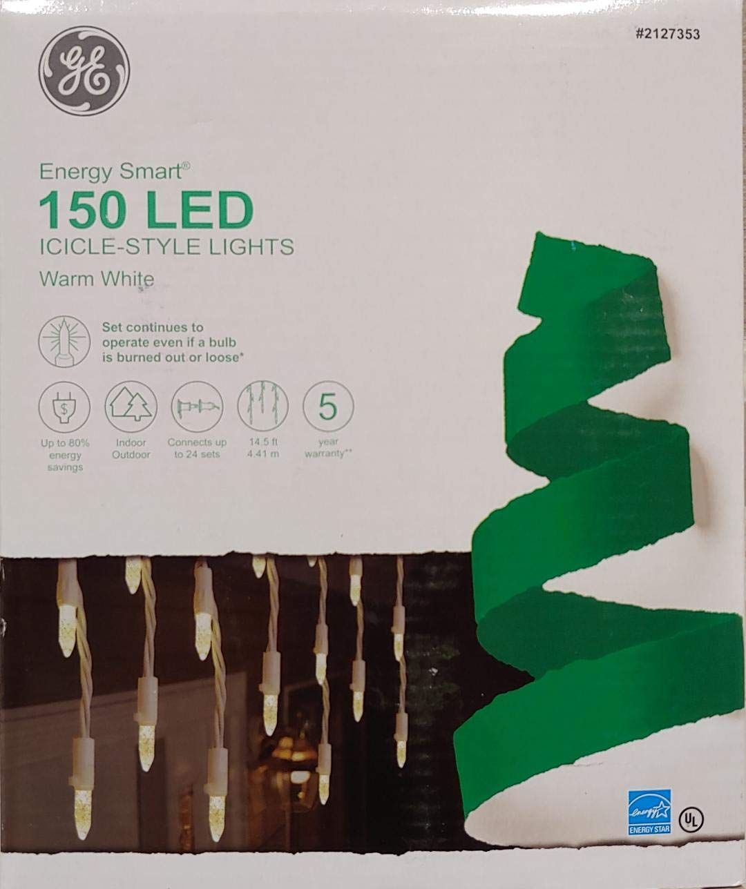 GE &#39;Energy Smart&#39; 150 LED Constant Mini White Plug-in Outdoor Icicle Christmas Lights