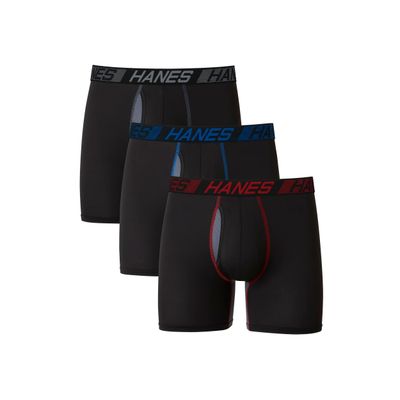 Hanes Men&#39;s X-Temp Total Support Pouch Boxer Brief, Anti-Chafing, Moisture-Wicking Underwear, Multi-Pack, Regular Leg-Black, Large