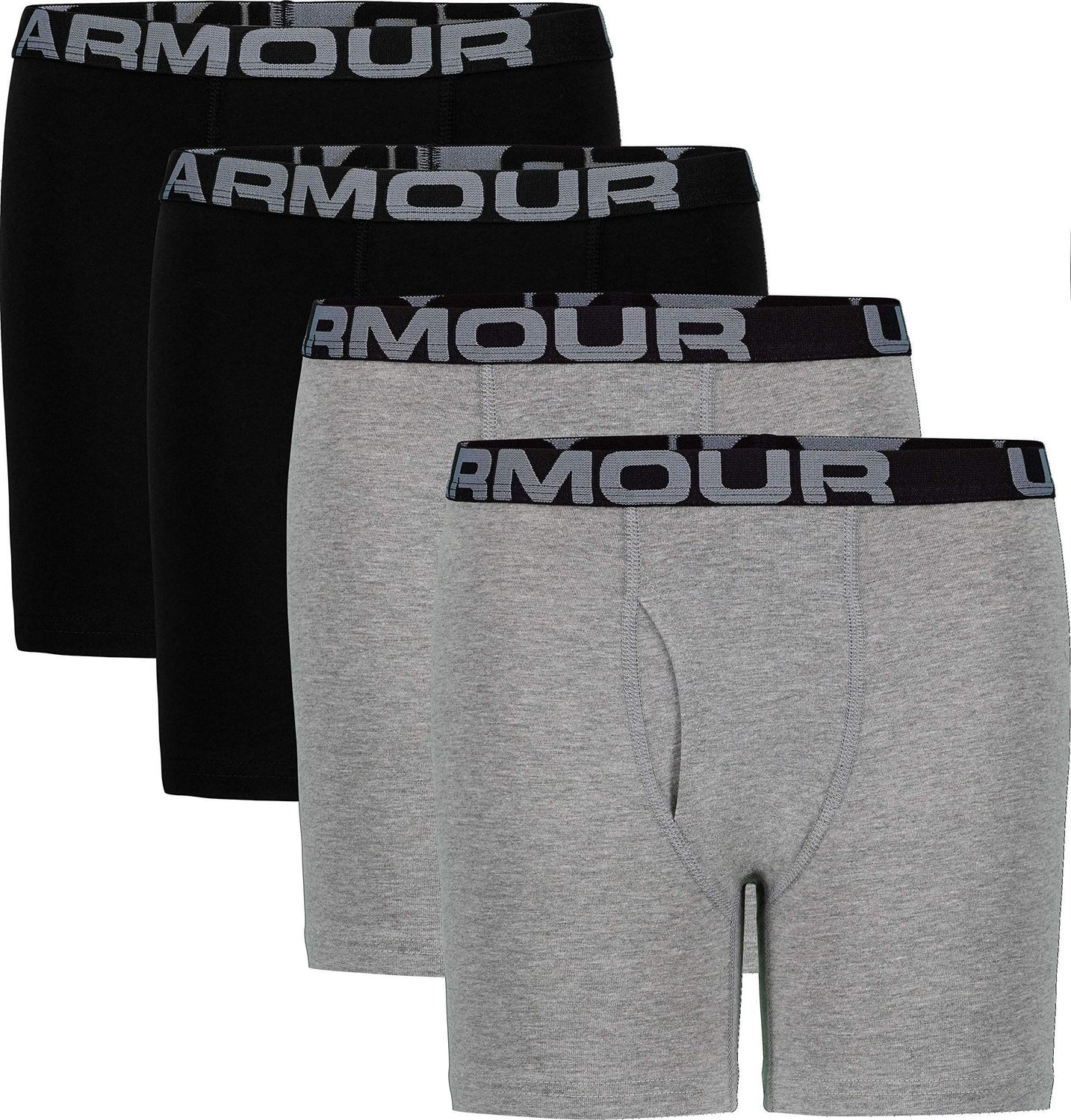 Under Armour Boys Charged Stretch Jock, Lightweight &amp; Smooth Fit Boxer Briefs, Moderate Gray, Medium US