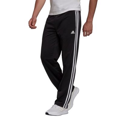 adidas Men&#39;s Essentials Warm-up Open Hem 3-stripes Tracksuit Bottoms, Black/White, Large/31&quot; Inseam