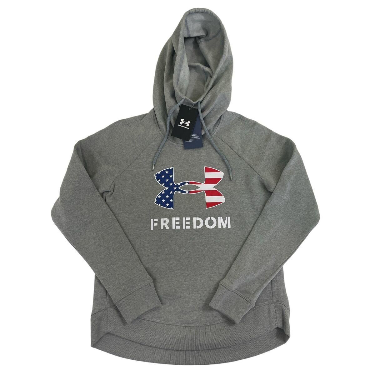 Women&#39;s UA Freedom Logo Fav Hoodie-Grey / RWB Flag - 035 Small