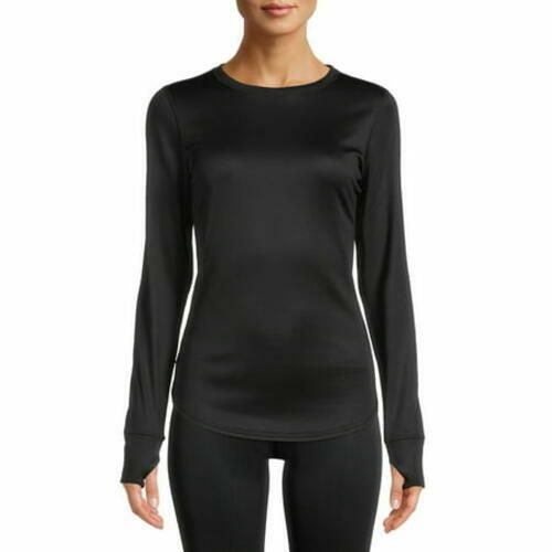 ClimateRight by Cuddl Duds Womens Thermal Guard Top XL Black LS Crew