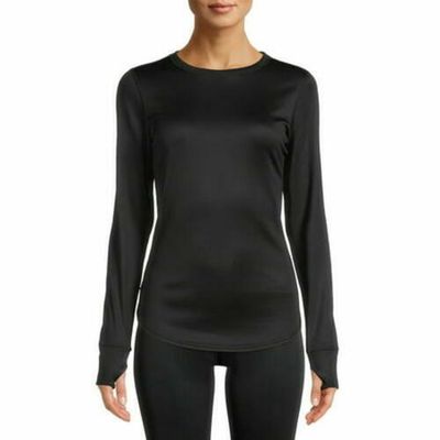 ClimateRight by Cuddl Duds Womens Thermal Guard Top XL Black LS Crew