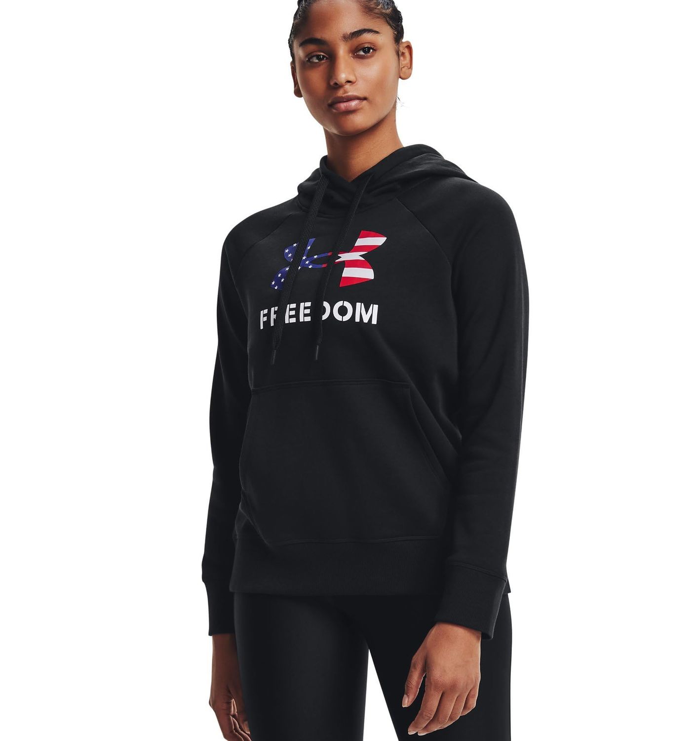 Under Armour Womens Freedom Rival Hoodie, Black (001)/White, Small