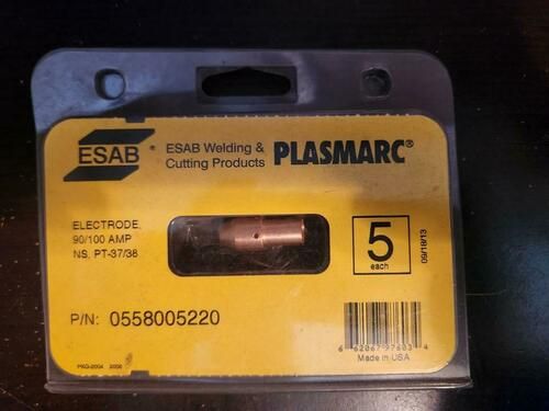 Lot Of 5 Esab Plasmarc 0558005220 Electrodes 90/100 Amp Ns, Pt-37/38/39