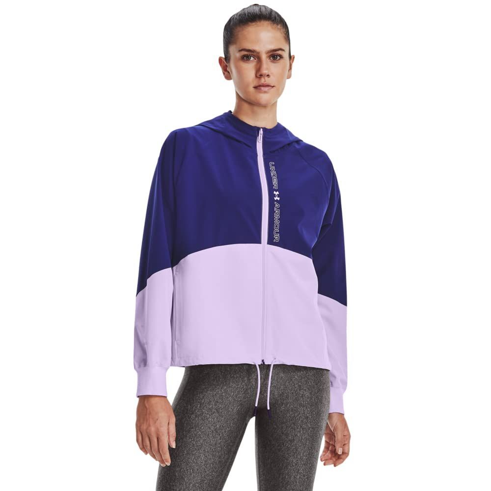 Under Armour Women&#39;s Woven Full-Zip Jacket, (468) Sonar Blue / / Nebula Purple, Medium