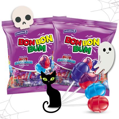 Colombina Bon Bon Bum Lollipops Berry w/Bubble Gum Center (10 count) - 2 Pack