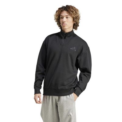 adidas Men&#39;s All SZN Fleece Quarter-Zip Crewneck Swearshirt, Black Large