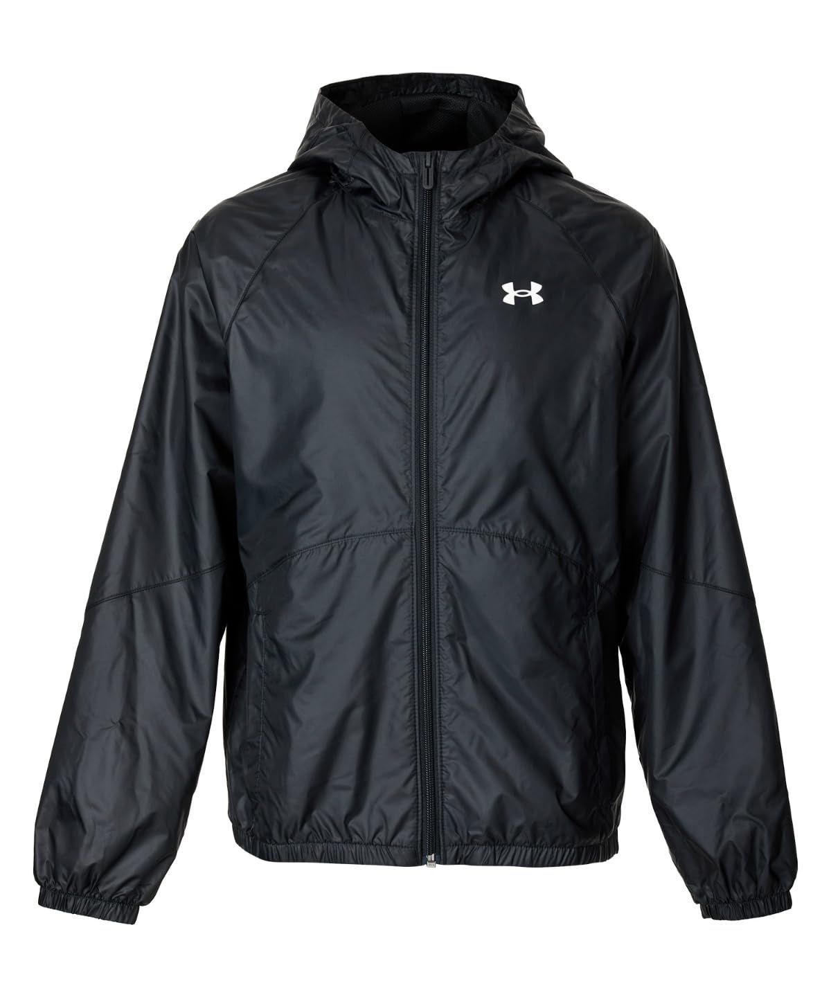 Under Armour Girls Sport Windbreaker Jacket, (001) Black / / White, Large