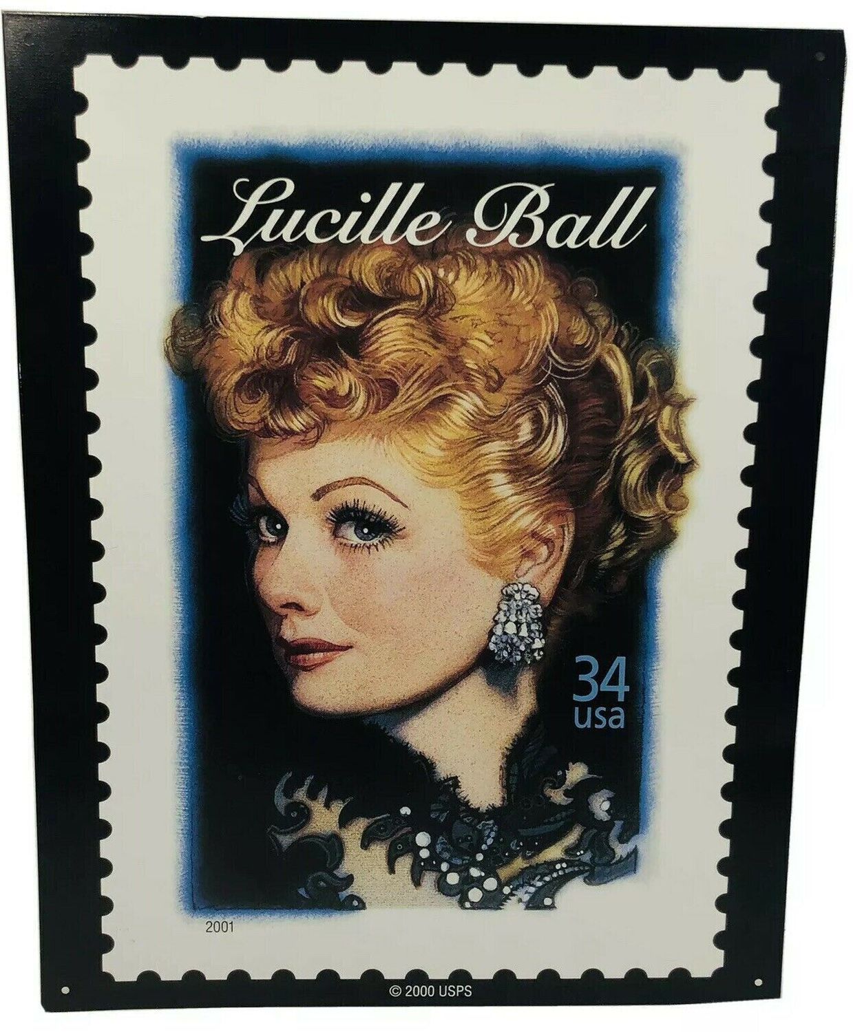 Lucille Ball 2001 34 Cent Stamp Tin Sign
