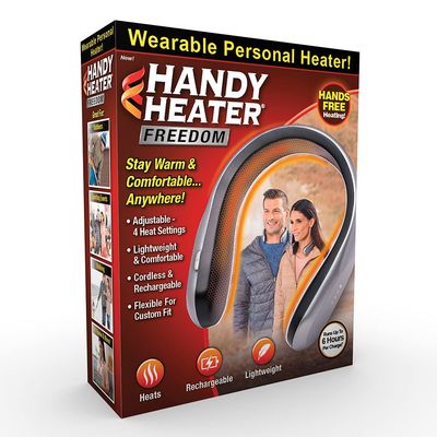 Ontel Handy Heater Freedom - Wearable Neck Heater for Cold Winters, 4 Heat Settings &amp; Comfort-Heat Technology, Cordless Personal Heater for On-The-Go Heating, USB Rechargeable, 6 Hour Battery Life