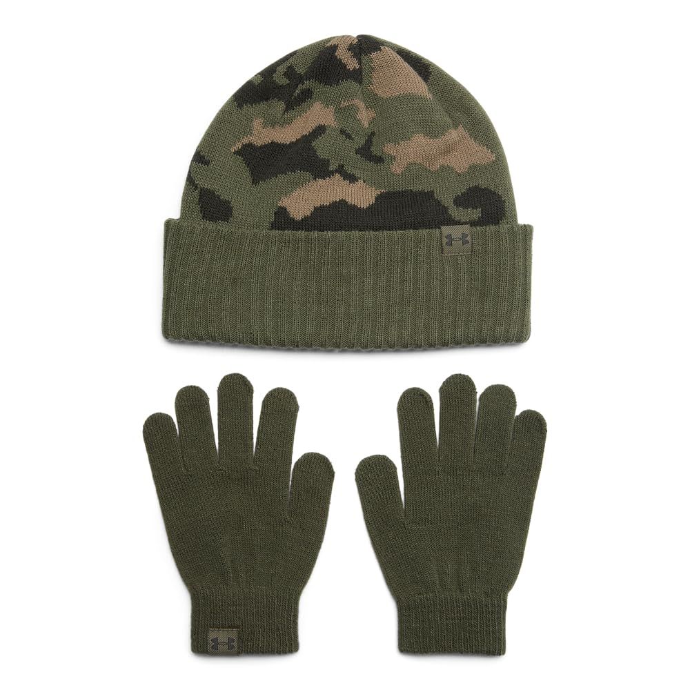 Under Armour Boys&#39; Beanie &amp; Glove Combo, (390) Marine OD Green / Marine OD Green