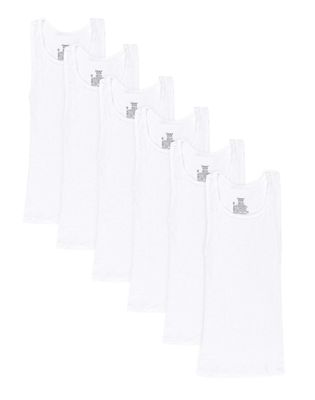 Hanes Tank 6-Pack Boys EcoSmart  (1 Free Bonus) Undershirt Underwear White XS