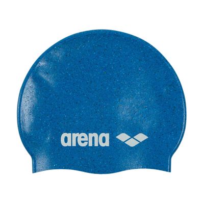 Arena Junior Recycled Silicone Unisex Swim Cap for Girls and Boys Comfortable Durable Kidsâ€™ Pool Bathing Cap, One Size, Blue Multi