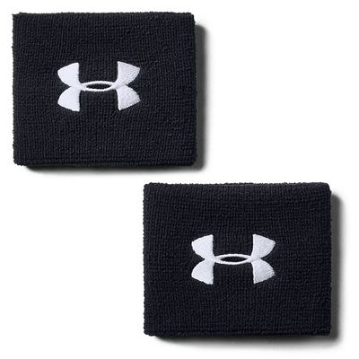 Under Armour Performance Black Wristbands, 2 Packs