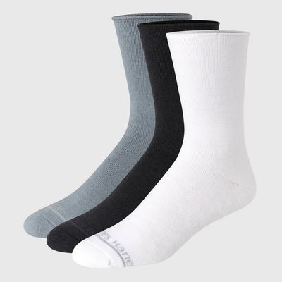 Hanes Originals Premium Men&#39;s SuperSoft Crew Socks 3pk - White/Black/Gray 6-12