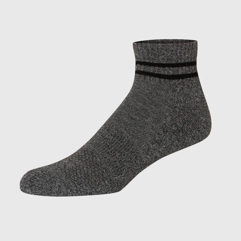 Hanes Premium Men&#39;s Comfort Fit Ankle Socks 4pk - Black/Gray 6-12