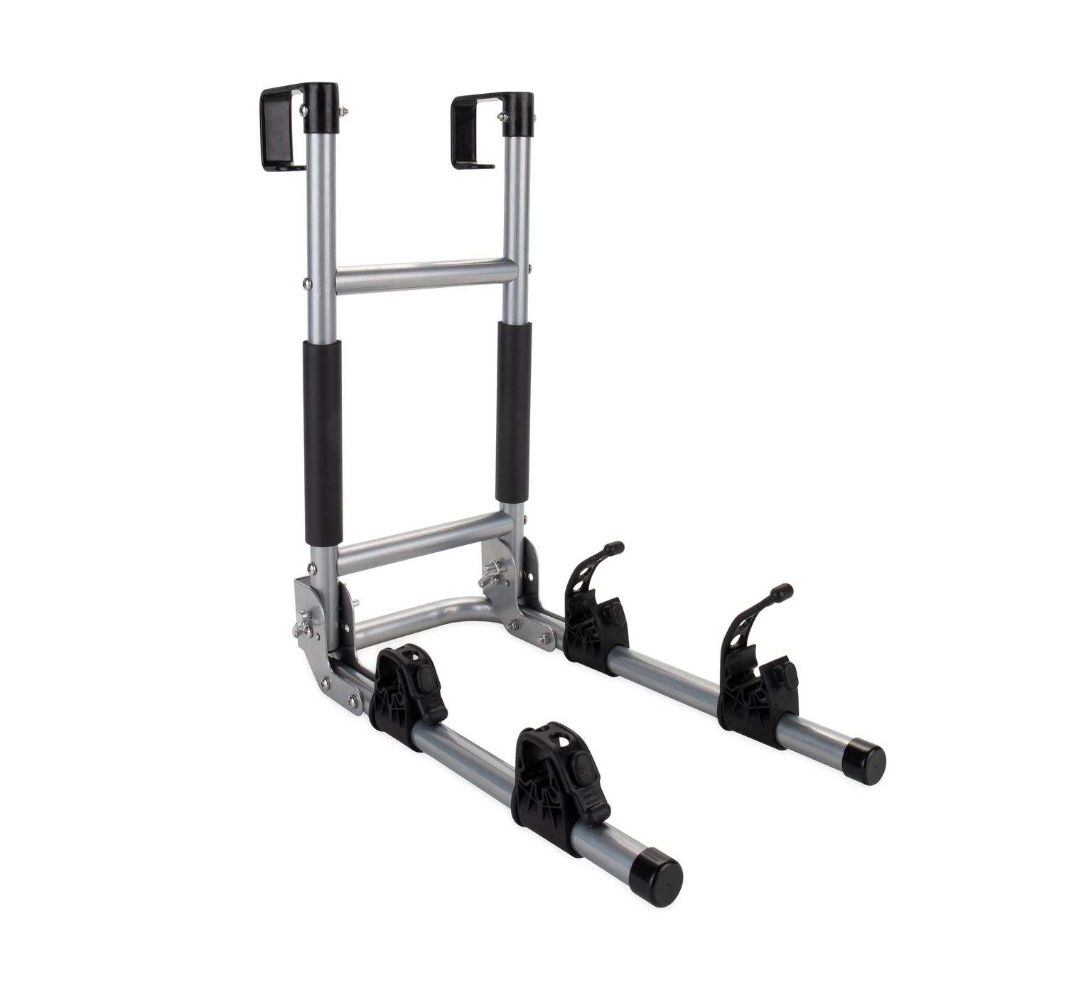 Camco Camper/RV Ladder Mount Bike Rack | Holds Up to 2 Bikes | Black &amp; Silver (51492)
