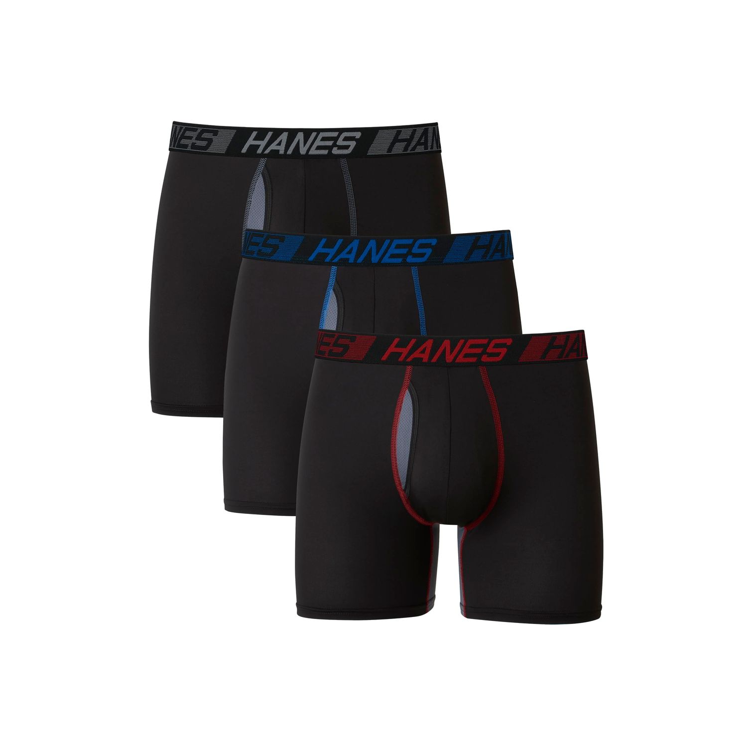 Hanes X-Temp Total Support Pouch Mens Boxer Briefs, Anti-Chafing Underwear, 3-Pack