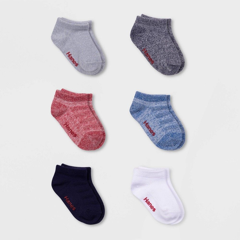 Hanes Toddler Boys&#39; 6pk Low Cut Super Soft Socks - 2T-3T