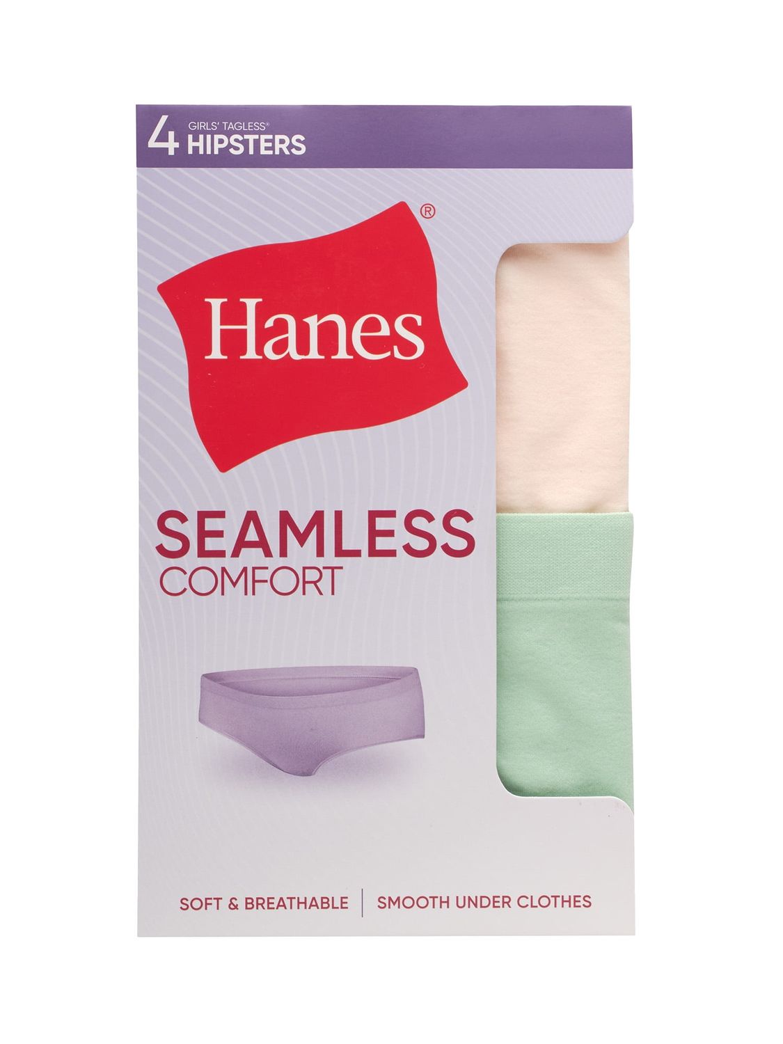 Hanes Girls Tween Underwear Seamless Hipster Pack, Assorted, 4-Pack