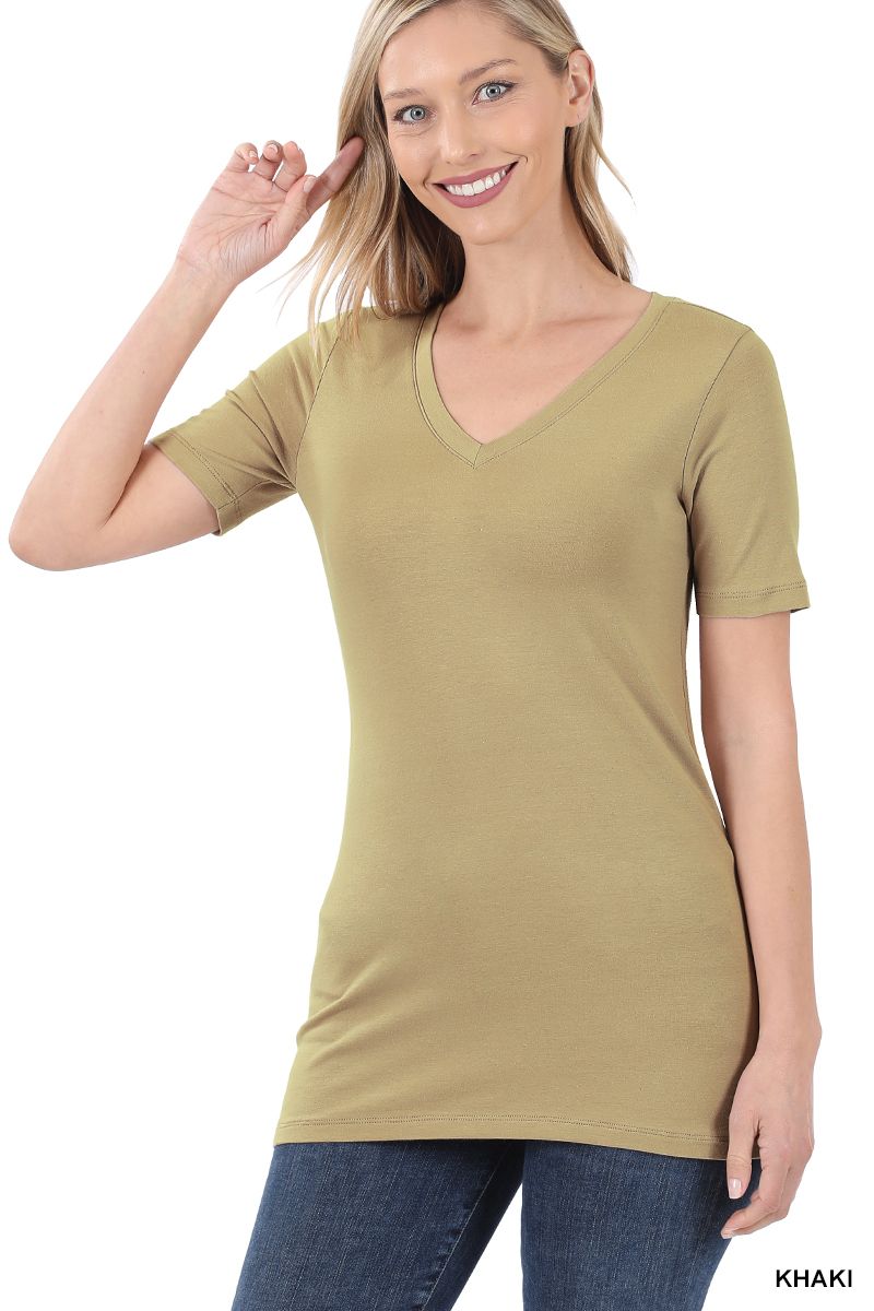ZENANA: Cotton V-Neck Short Sleeve T-Shirts