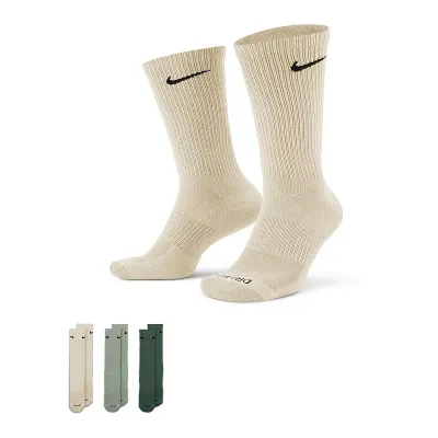 Men&#39;s Nike 3-Pack Everyday Plus Dri-FIT Cushion Crew Training Brown Jade 8-12