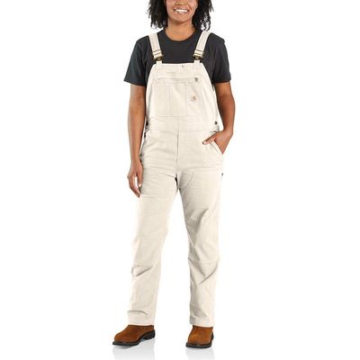 Carhartt Women&#39;s Rugged Flex&amp;Reg; Loose Fit Canvas Bib Overalls Natural L REG