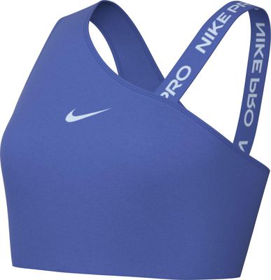 Nike Women&#39;s Swoosh Medium-Support Asymmetrical Sports Bra (US, Alpha, XX-Large, Regular, Regular, Blue Joy/Blue Tint)